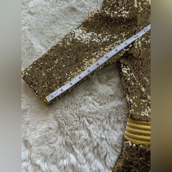 Zhivago Eye of Horus Gold Sequin Should Pads Dress Size 4 - Picture 5 of 11